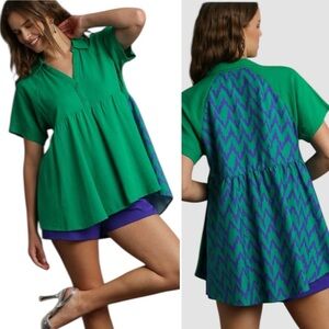 Emerald Green Linen Blend Top